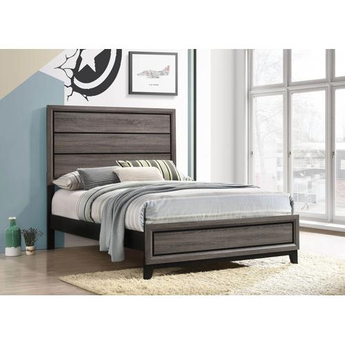 Panel Bed Black Frame Accents Industrial Wood Finish Planking