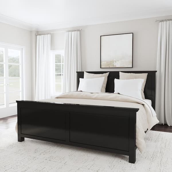 Panel Bed Black King Recessed Panels Transitional Bedroom Furniture