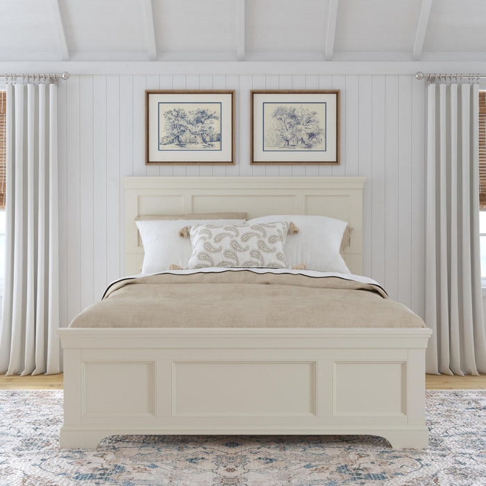 Panel Bed Recessed Panels with Matching Footboard in Off-White
