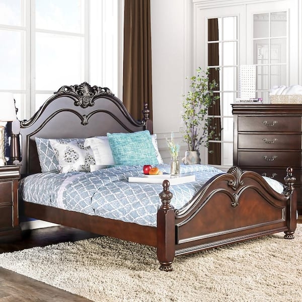 Panel Bed Scalloped Silhouette Turned Finial Posts Classic