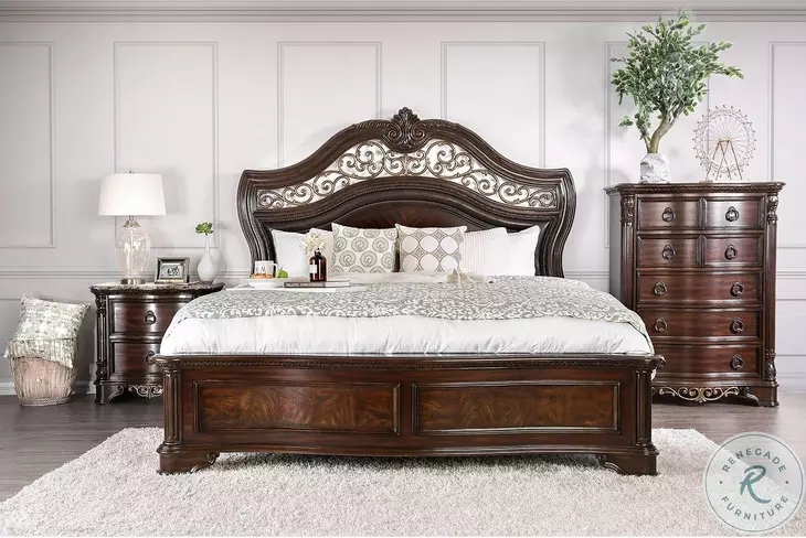 Panel Bed Scrollwork Headboard Molded Panels