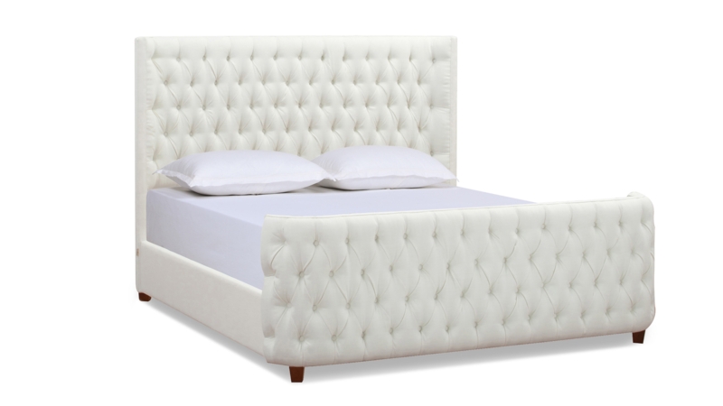 Panel Bed Traditional King Diamond Tufting Matching Footboard Antique