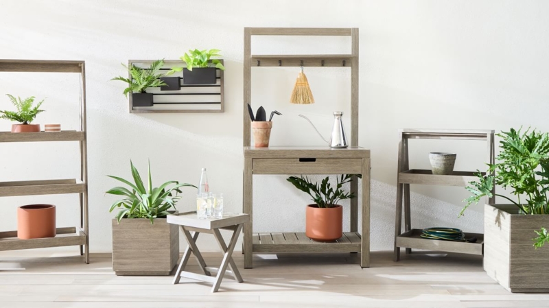 Plant Stand Modular Collection Weathered Gray Rustic Garden Set