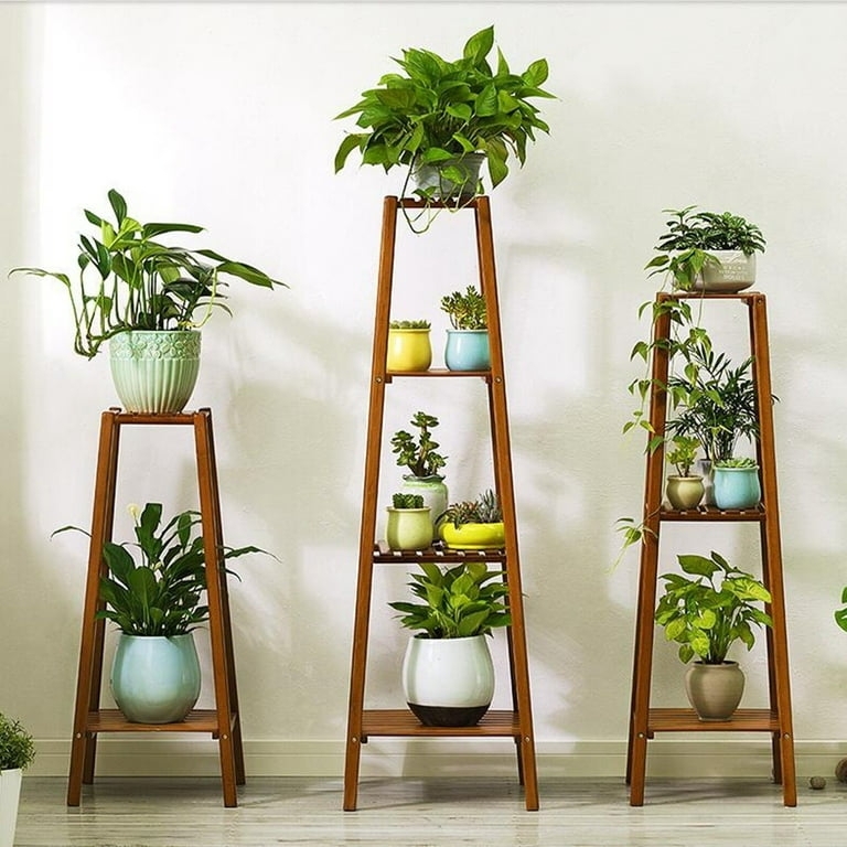 Plant Stand Varying Heights A-Frame Ladder Style Slatted Shelving