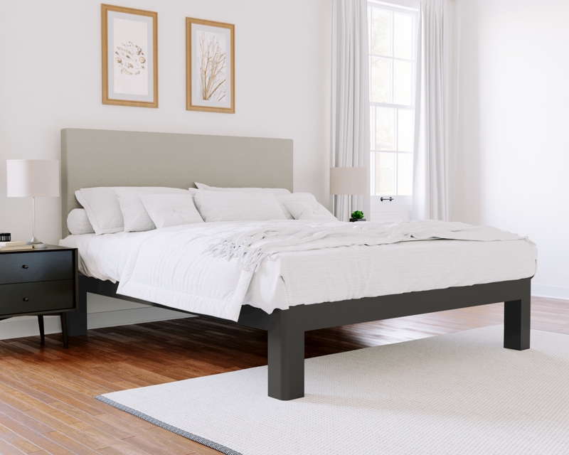 Platform Bed Heavy Duty Frame with Block Legs, Charcoal Finish