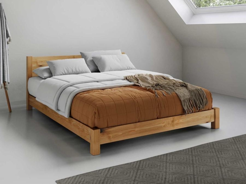 Platform Bed Low Profile Silhouette Wood Toned Minimalist Design