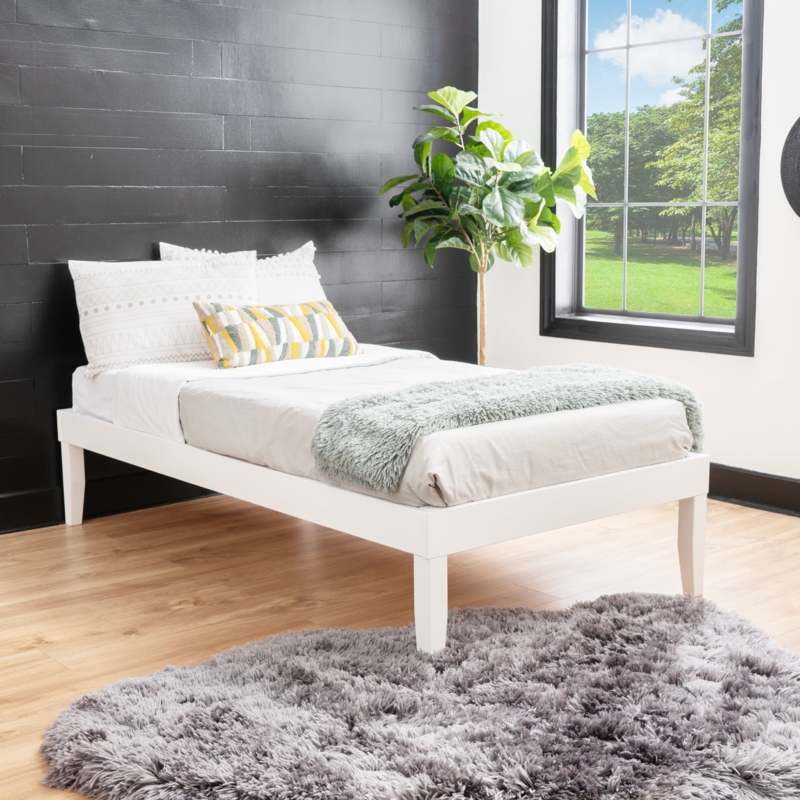 Platform Bed Matte Finish Scandinavian Style Tapered Legs Minimalist