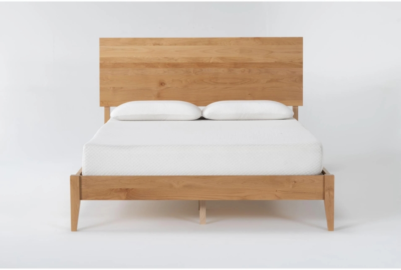 Platform Bed Mid Century Modern with Wood Grain and Tapered Legs