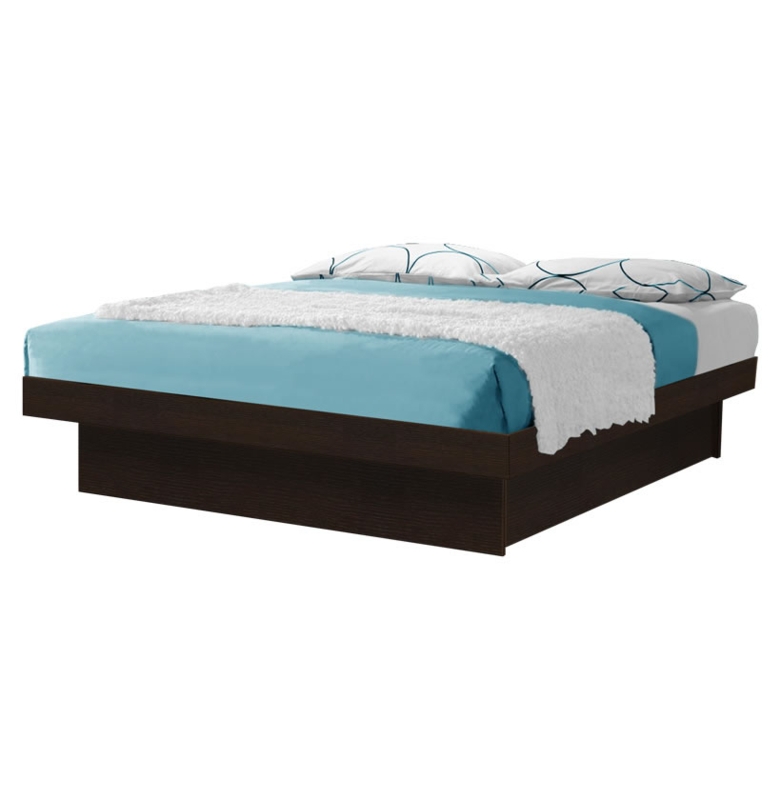 Platform Bed Minimalist Floating Bed with Recessed Base, Dark Brown