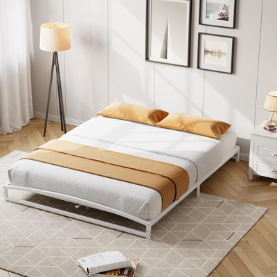 Platform Bed Minimalist Metal Frame Low Foundation Modern Bedroom