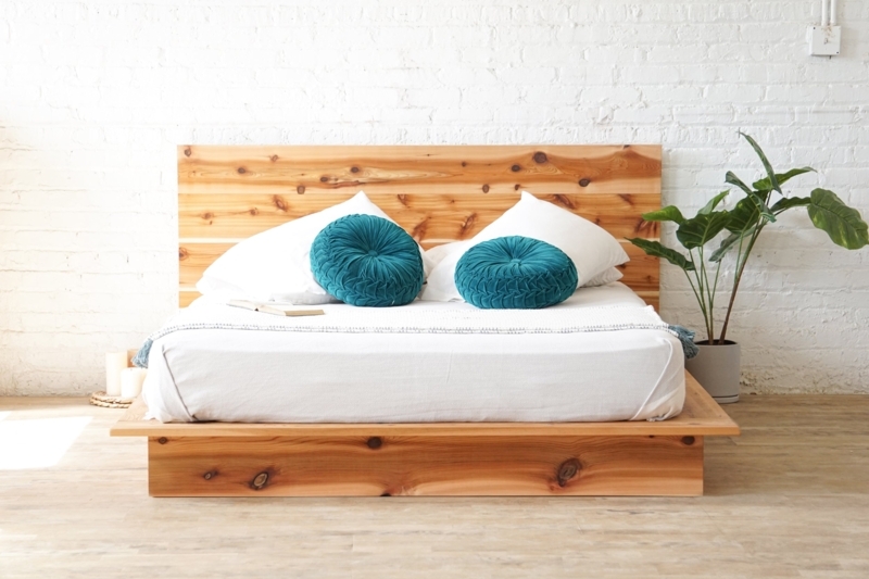 Platform Bed Natural Wood Rustic Modern Low Profile Visible Knots