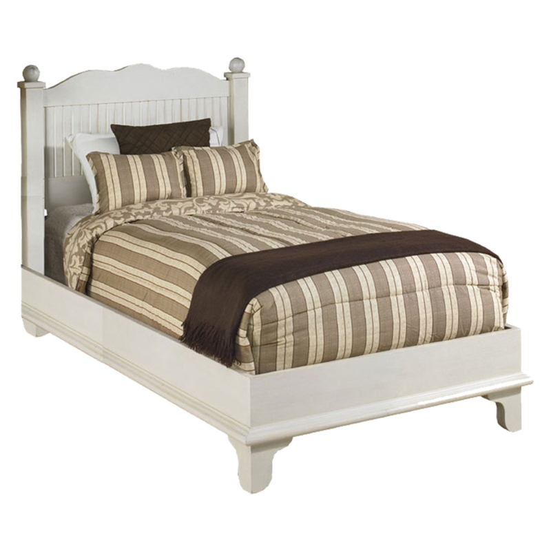 Platform Bed Paneled Headboard Warm Wood Grain French Country Style