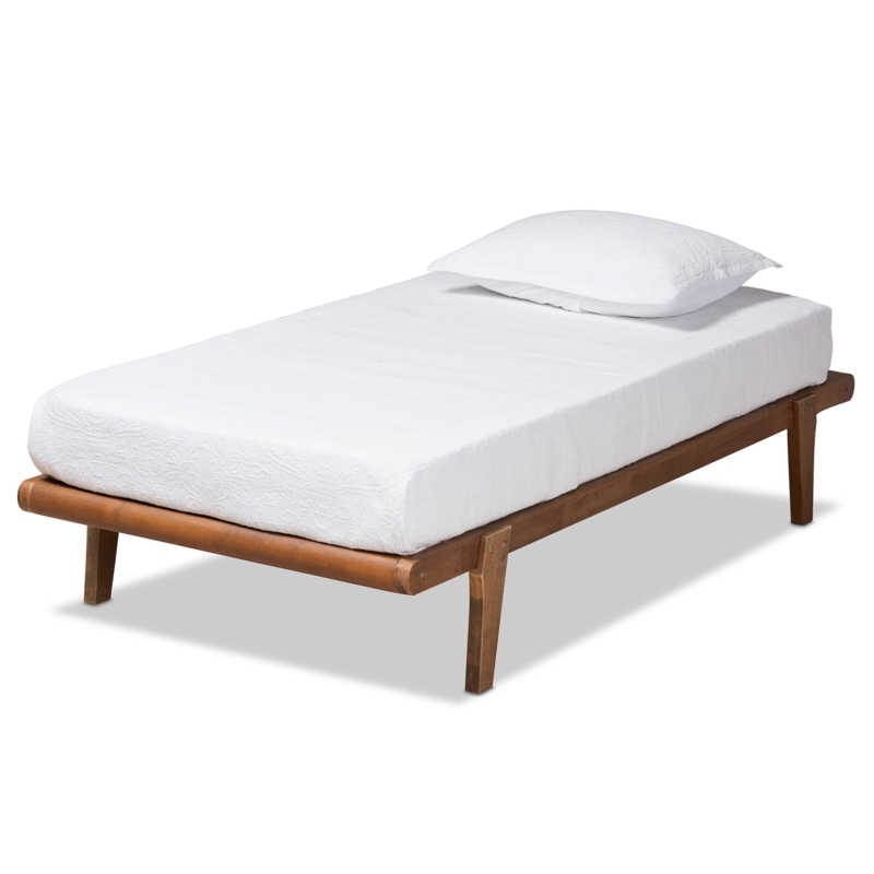Platform Bed Rounded Corners Tapered Legs Minimalist Wood Frame