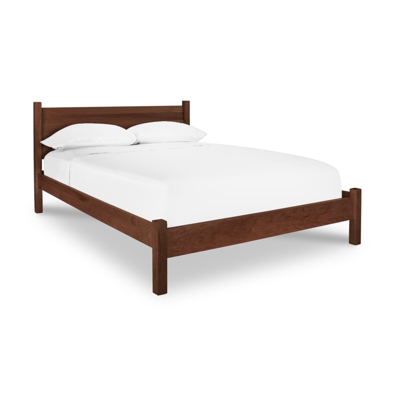 Platform Bed Solid Headboard Block Feet Modern Rustic Wood Design