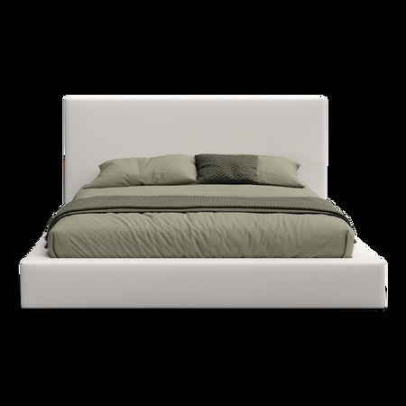 Platform Bed Thick Upholstered Base Off White Modern Minimalist Bed