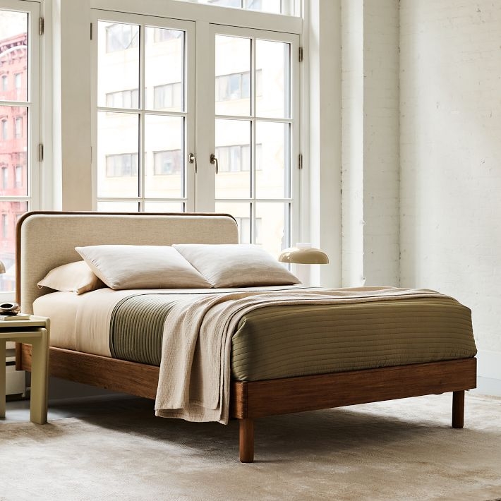 Platform Bed Toasted Oak Finish, Low Profile Oak Frame Bed Idea