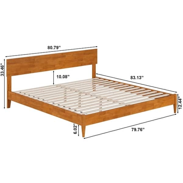 Platform Bed Wood Tapered Legs Mid Century Style Bed Frame Warm Brown