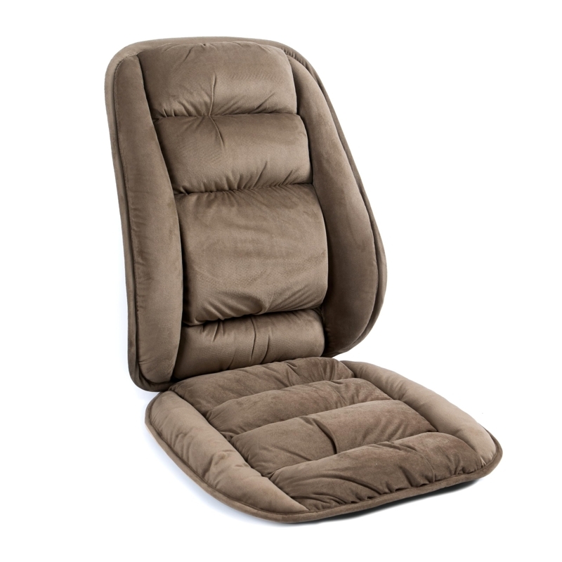 Plush Brown Chair Pad Set with Lumbar Support Backrest