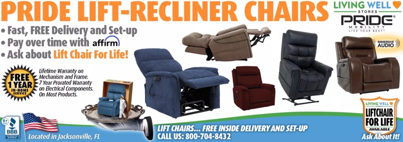 Plush Power Lift Recliner Chairs in Multiple Upholstery Colors