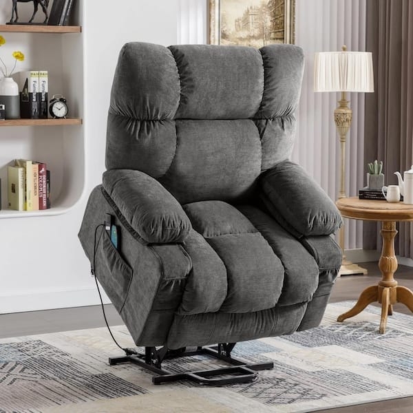 Plush Power Lift Recliner with Channeled Backrest and Remote
