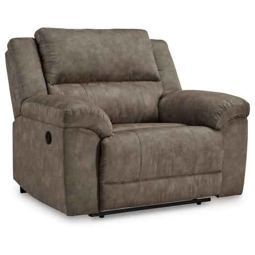 Plush Suede-like Recliner in Taupe with Divided Back and Top Stitching