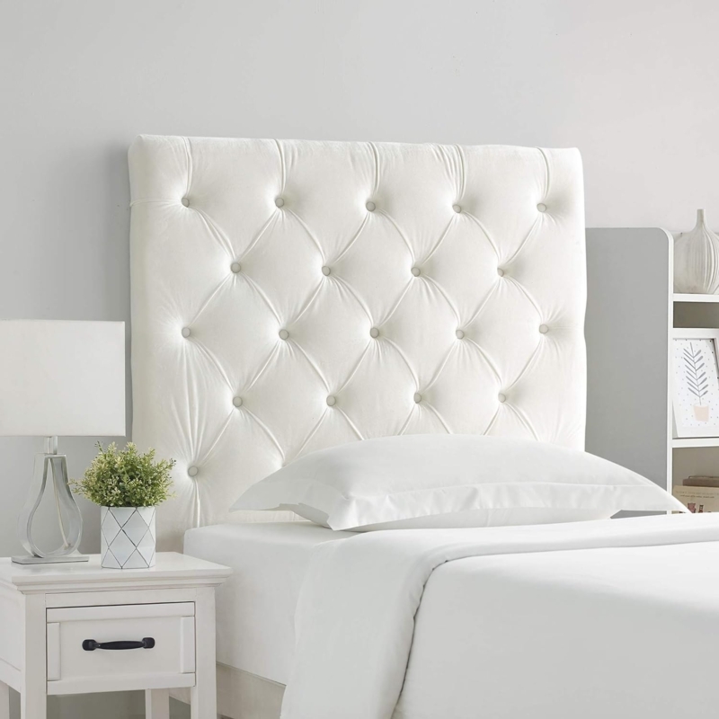 Plush Velvet Headboard, Diamond Button Tufting, Modern Glam Style
