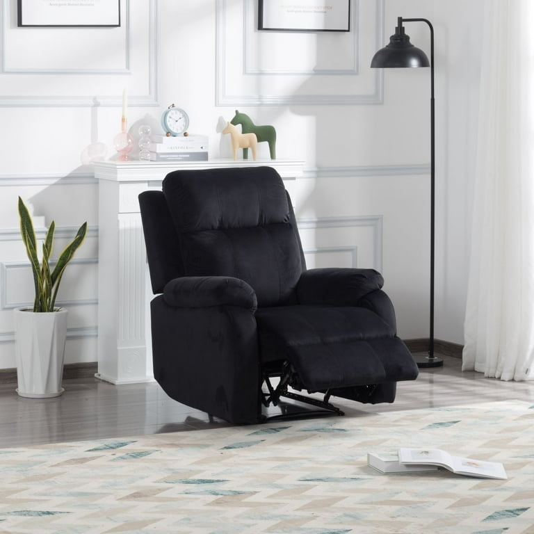 Plush Velvet Overstuffed Recliner Chair with Extended Footrest