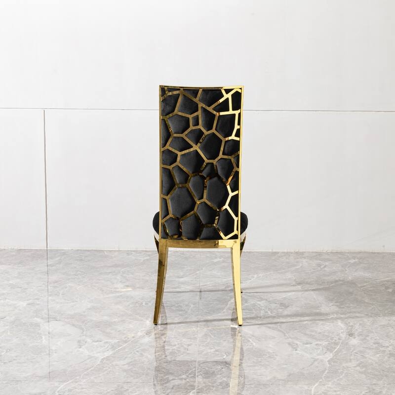 Polished Accent Chair with Intricate Honeycomb Pattern High Backrest