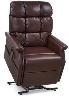 Power Lift Chair, Dark Brown Leather-Like, Tufted Back, Bariatric