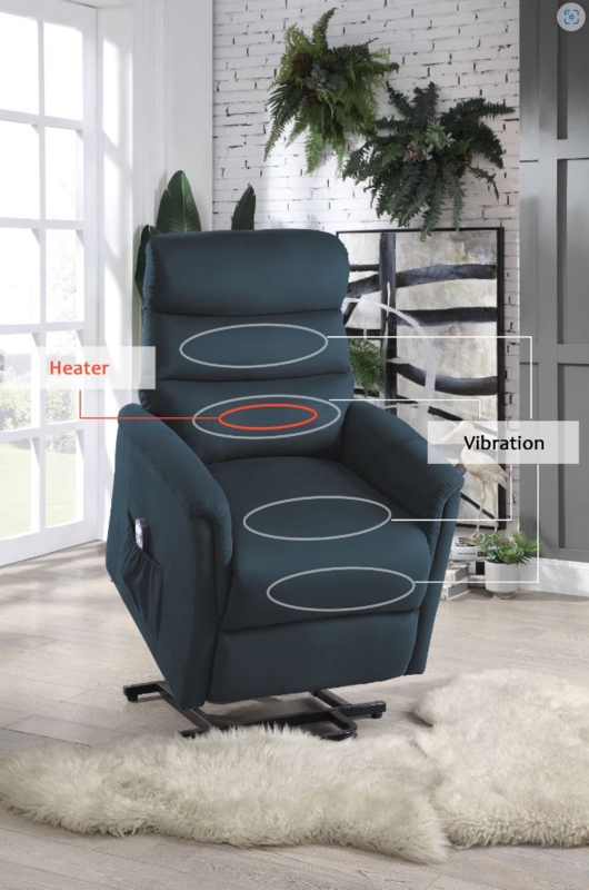 Power Lift Chair Navy Microsuede Massage Heat Function