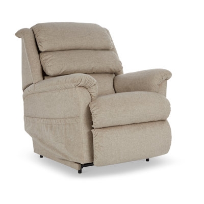 Power Lift Recliner Beige Fabric with Triple-Tier Backrest and Rolled Arms