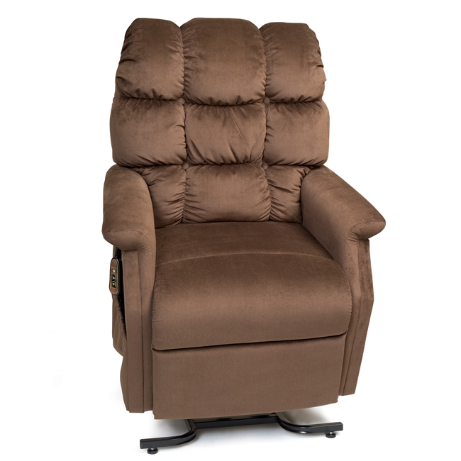 Power Lift Recliner Biscuit Back Chocolate Brown Padded Arms
