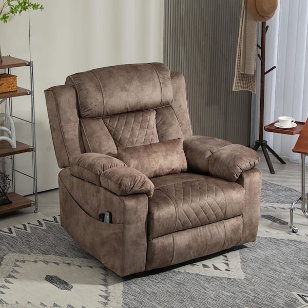 Power Lift Recliner Brown Velvet Diamond Quilted Massage Chair