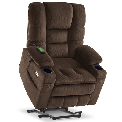 Power Lift Recliner Chair with Dual Cup Holders in Chocolate Brown
