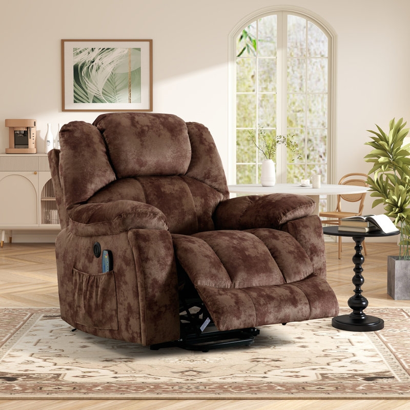 Power Lift Recliner Chair with Mottled Suede-Like Texture