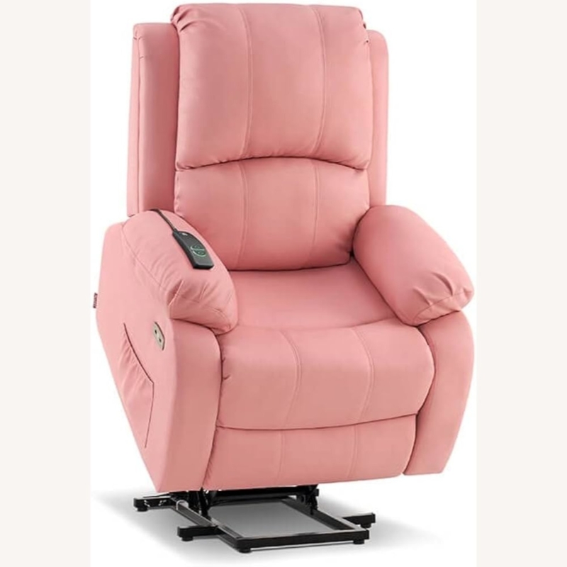Power Lift Recliner Channel Tufting Leather Like Remote Control