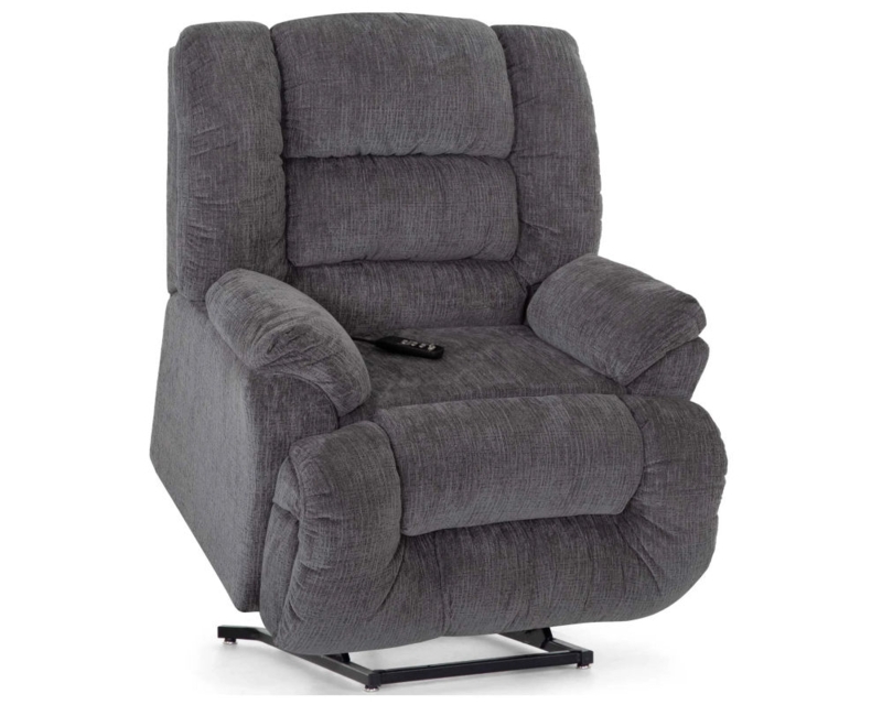 Power Lift Recliner Charcoal Grey Ribbed Surface Segmented Back