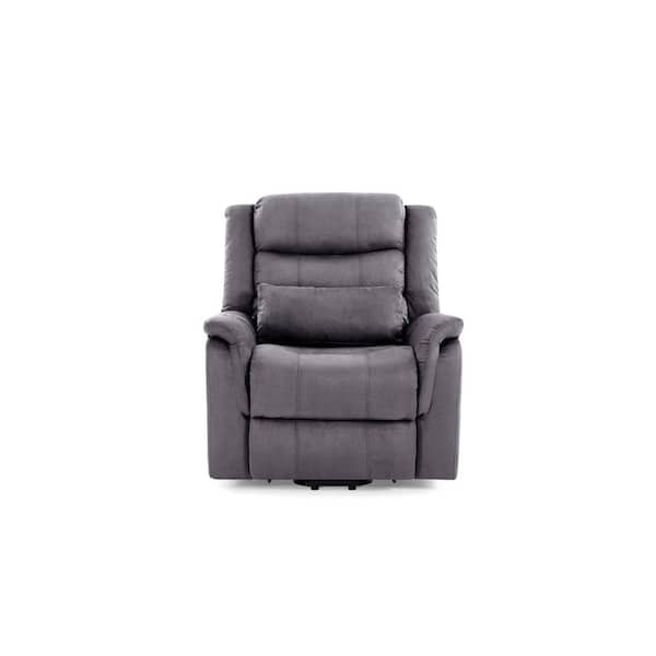 Power Lift Recliner Gray Microfiber Tiered Back Lumbar Pillow