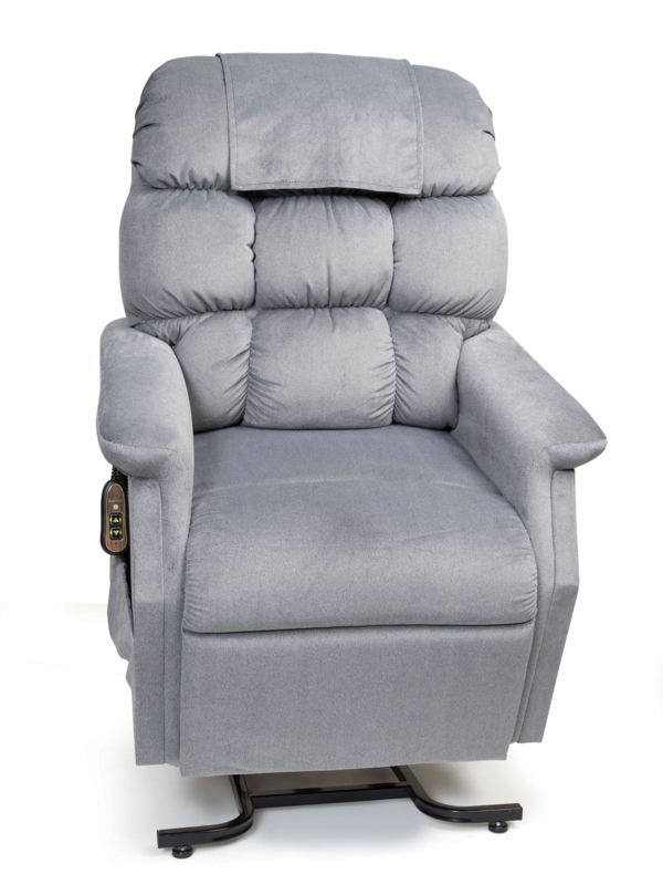 Power Lift Recliner, Light Grey Fabric, Segmented Back, Wired Remote