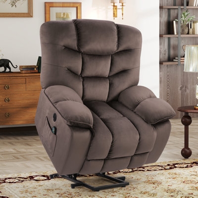 Power Lift Recliner Mocha Brown Microfiber with Pillow Top Arms