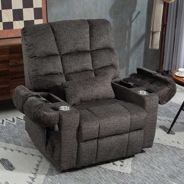 Power Lift Recliner with Channeled Tufting and Armrest Storage