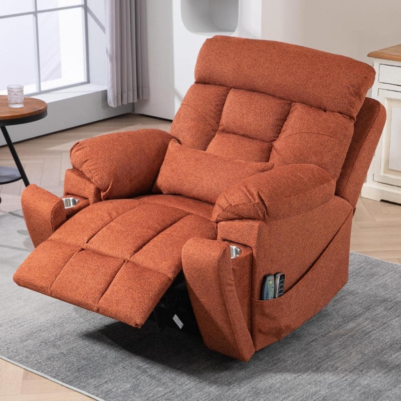 Power Lift Recliner with Dual Cup Holders and Quilted Stitching