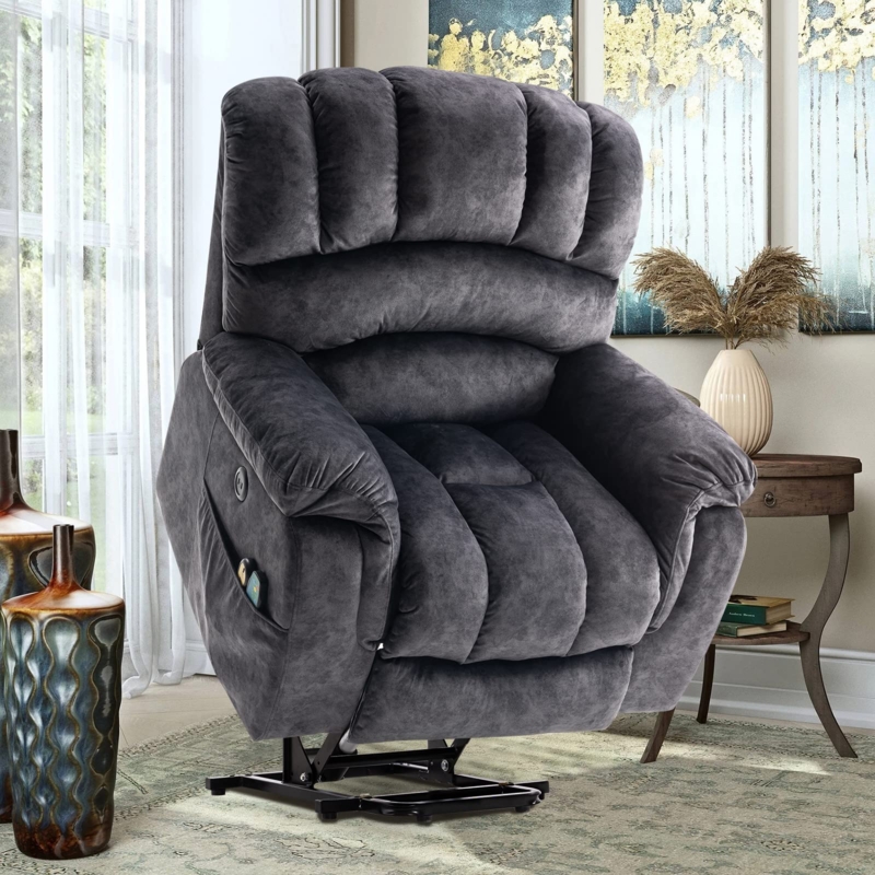 Power Lift Recliner with Remote and Overstuffed Padding