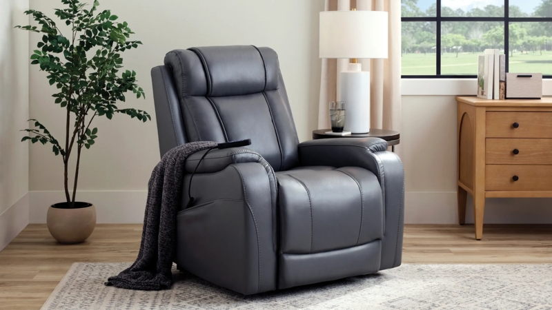 Power Lift Recliner with Remote Control and Split Back, Grey