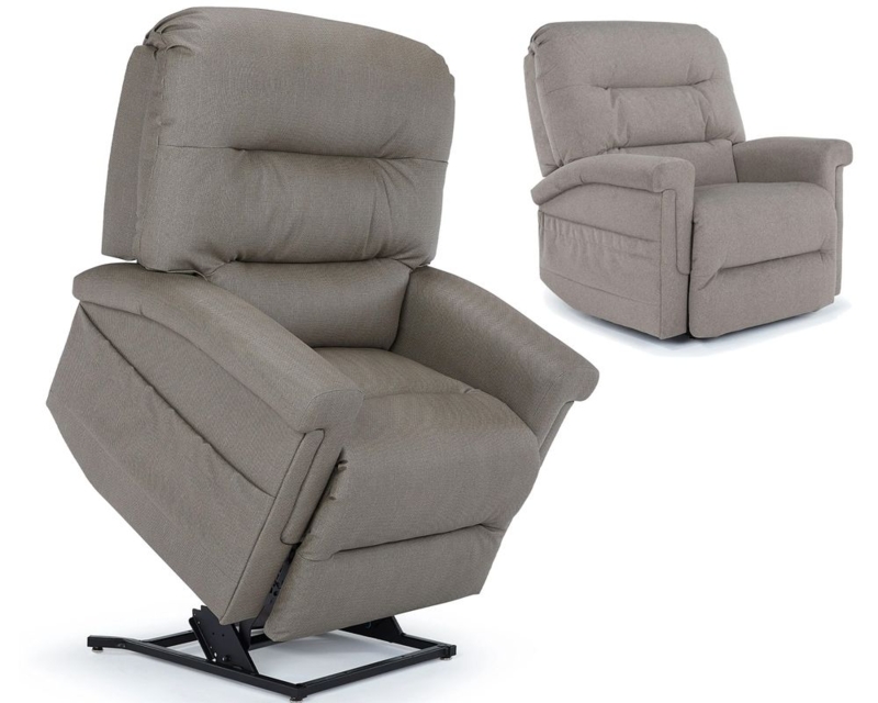 Power Lift Recliner with Split Back Cushion in Taupe Fabric