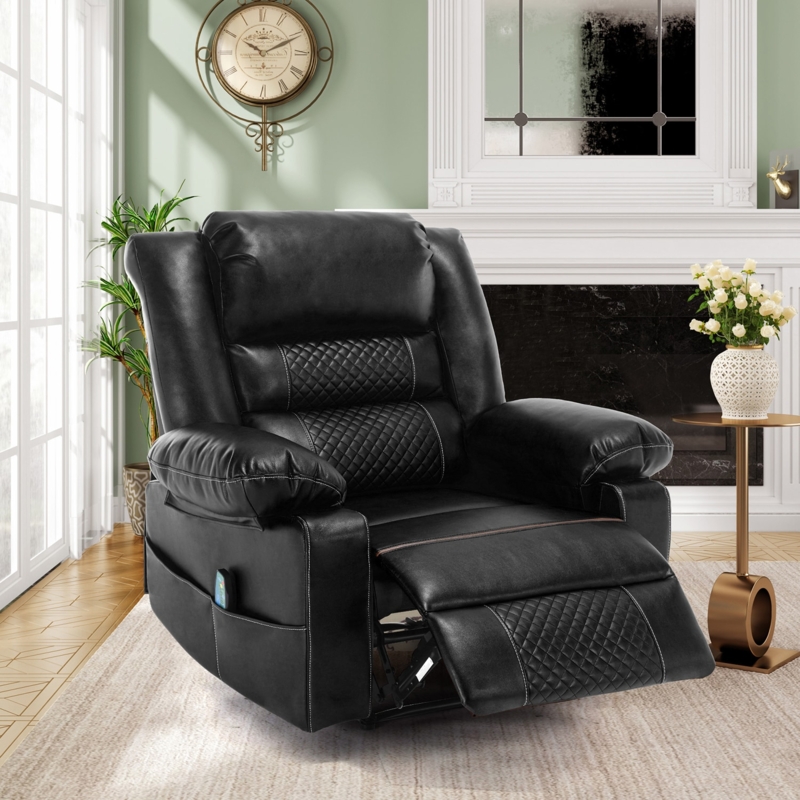 Power Recliner Black Diamond Quilted Massage Chair