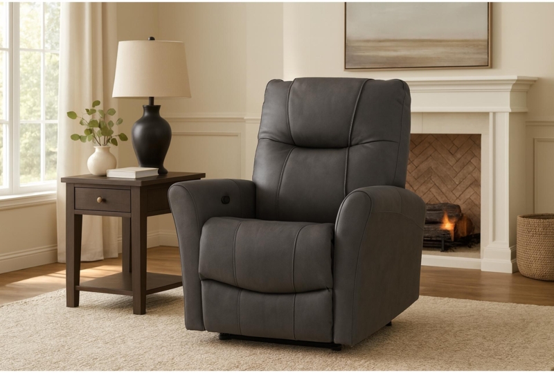 Power Recliner Chair Charcoal Vertical Stitching Padded Arms