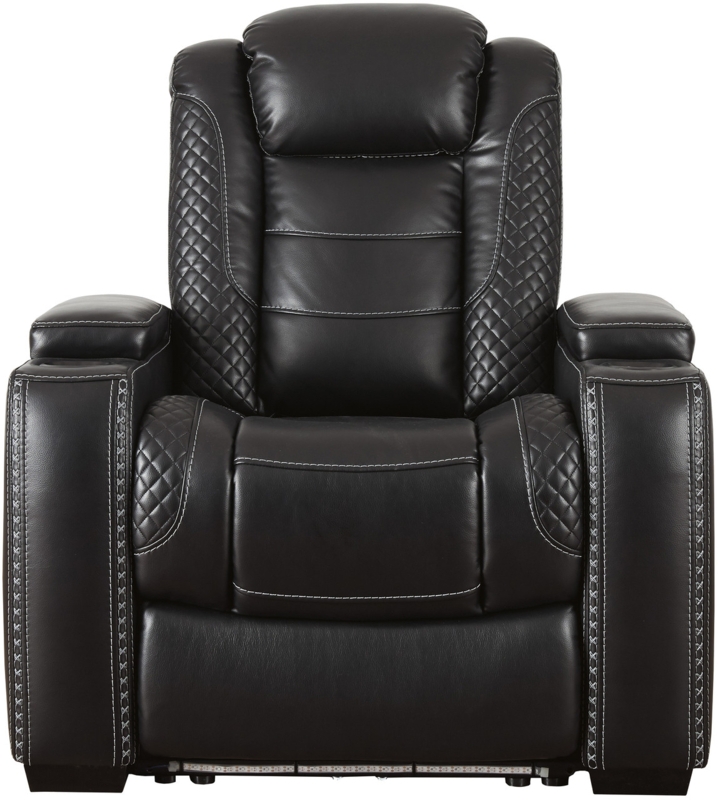 Power Recliner Chair featuring White Contrast Stitching and Cup Holders