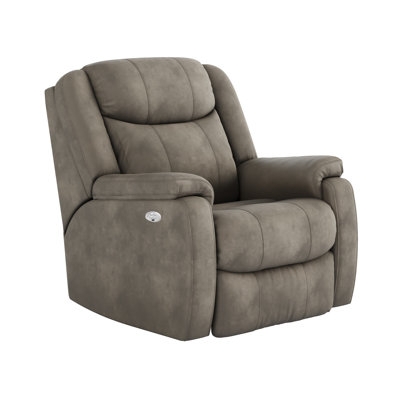 Power Recliner Chair, Taupe Leather-Like, Segmented Back, Side Button