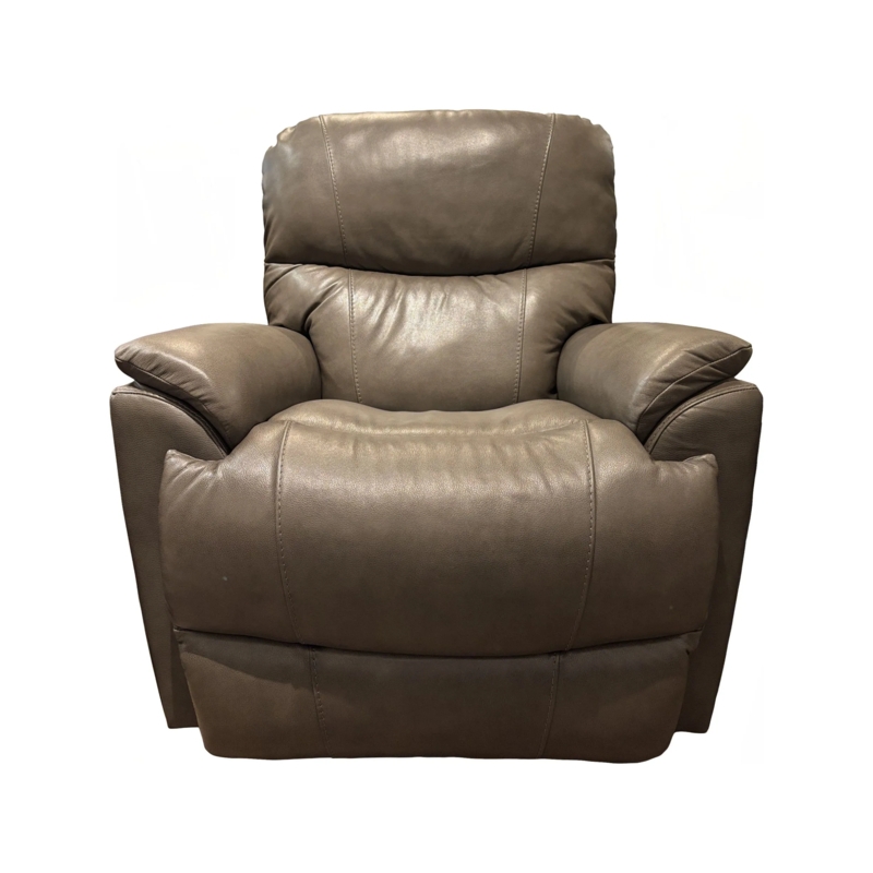 Power Recliner Chair Taupe Leather-Like with Padded Headrest